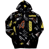 Теплая кофта с капюшоном Premium Print Black