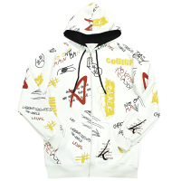Теплая кофта с капюшоном Premium Print White