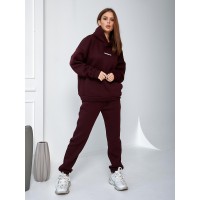 Тёплый коттоновый костюм с капюшоном на футере с начесом, МАРСАЛА LUX (3х нить, флис)